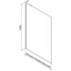 Schematyczny rysunek przedstawia parawan nawannowy o wymiarach 1500 mm wysokości i szerokości od 500 do 1000 mm, z zaznaczoną linią montażu. Produkt opisany jest jako "Mexen Next L parawan nawannowy 1-skrzydłowy 70 x 150 cm, grafit, biały - 895-070-000-03-40-20".