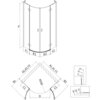 Schemat przedstawia półokrągłą kabinę prysznicową z oznaczeniami wymiarów: H, F1, E1, E2, F2, A1, X1, Y1, A2, X2, Y2, B1, B2, C1, C2, D oraz R550. Kabina ma uchylne drzwi i jest opisana jako "Mexen Mist L kabina prysznicowa półokrągła uchylna 100 x 100 cm, transparent, złota szczotkowana - 8A33L-100-100-55-00".