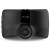 Czarny wideorejestrator z centralnie umieszczonym obiektywem, wokół którego widnieje napis "HIGH-DEFINITION VIDEO WIDE ANGLE CAMERA". Powyżej obiektywu znajduje się logo "Mio".