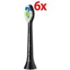 Czarna końcówka do szczoteczki z kolorowymi włóknami, na której widnieje napis "Philips Sonicare". W górnym rogu znajduje się duży czerwony napis "6x".