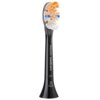 Czarna końcówka do szczoteczki sonicznej z kolorowymi włóknami, na której widnieje napis "Philips Sonicare A3". Włókna są w odcieniach pomarańczowego, niebieskiego i białego.