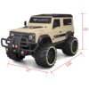 Zdalnie sterowany samochód terenowy w kolorze beżowym z dużymi, czarnymi oponami i napisem "VICTORY4X4" na przedniej szybie oraz boku pojazdu. Na zdjęciu widoczne są wymiary: 17,3 cm (6,8 in) szerokości, 16,3 cm (6,42 in) wysokości i 27,8 cm (10,94 in) długości.