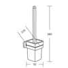 Ilustracja przedstawia schematyczny rysunek szczotki toaletowej z uchwytem, z oznaczeniami wymiarów: 135 mm, 92 mm i 380 mm. Produkt to "Mexen Asis szczotka toaletowa, czarna - 7017650-70".