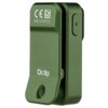 Zielona latarka z klipsem, na której widnieje napis "Oclip" oraz oznaczenia "CE" i "N82100001". Produkt ma prostokątny kształt z zaokrąglonymi krawędziami i otworem na końcu klipsa.