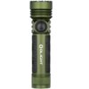 Zielona latarka z czarnymi elementami, na której widnieje logo "OLIGHT" oraz napisy "Seeker 4 Pro" i "4600lm 260m". Latarka ma teksturowany uchwyt i duży przycisk na korpusie.