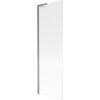 Przesłane zdjęcie przedstawia jednoskrzydłowy parawan nawannowy o wymiarach 60 x 150 cm z prążkowaną powierzchnią i metalicznym wykończeniem w kolorze gun metal. Produkt ma prostokątny kształt i jest wykonany z przezroczystego materiału z pionowymi prążkami.