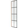 Jednoskrzydłowy parawan nawannowy o wymiarach 50 x 150 cm z czarną kratką i miedzianym szczotkowanym wykończeniem. Produkt ma prostokątny kształt z podziałem na osiem równych sekcji.