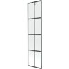 Jednoskrzydłowy parawan nawannowy o wymiarach 50 x 150 cm z czarną kratką i chromowanymi elementami. Produkt ma prostokątny kształt i jest podzielony na osiem równych sekcji przez czarne linie.