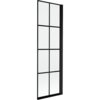 Jednoskrzydłowy parawan nawannowy z czarną kratką, o wymiarach 60 x 150 cm, z czarną ramą. Produkt ma prostokątny kształt i jest przeznaczony do montażu na wannie.