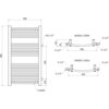 Schemat techniczny przedstawia grzejnik łazienkowy o wymiarach 900 x 500 mm z oznaczeniami przyłączy G 1/2" oraz wymiarami 450 mm i 102 mm. Widoczne są napisy: "WIDOK Z GÓRY", "WIDOK Z DOŁU", "2xG 1/2", "17xØ22".