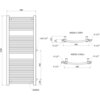 Schemat techniczny przedstawia grzejnik łazienkowy o wymiarach 1200 x 500 mm z oznaczeniami przyłączy G 1/2" oraz wymiarami 450 mm i 102 mm. Widoczne są napisy: "WIDOK Z GÓRY", "WIDOK Z DOŁU", "2xG 1/2”", "25xØ22".