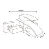 Schematyczny rysunek baterii wannowej z wymiarami: 180 mm, 170 mm i 45 mm. Produkt to "Mexen Aries bateria wannowa, chrom - 744830-00".