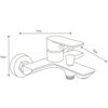Schematyczny rysunek baterii wannowej z wymiarami: wysokość 10 cm, długość 17 cm, szerokość 14 cm. Produkt ma prosty, nowoczesny design z jednym uchwytem.