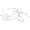 Schematyczny rysunek baterii wannowej z wymiarami: wysokość 10 cm, długość 17 cm, szerokość 13 cm. Produkt to "Mexen Caro bateria wannowa, czarny - 746630-70".