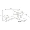 Schematyczny rysunek baterii wannowej z wymiarami: wysokość 10 cm, długość 17 cm, szerokość 14 cm. Produkt to "Mexen Alfa R02 zestaw wannowy, złoty - 745713R02-50".