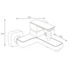 Czarno-biały schemat techniczny przedstawia zestaw wannowy z wymiarami: wysokość 10 cm, długość 17 cm i szerokość 14 cm. Produkt ma prostokątny kształt z zaokrąglonymi krawędziami i widocznym elementem sterującym.