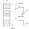 Schemat techniczny przedstawia grzejnik łazienkowy o wymiarach 1000 x 375 mm z oznaczeniami "WIDOK Z GÓRY" i "WIDOK Z DOŁU", zawierający szczegóły dotyczące przyłączy G 1/2" oraz wymiarów poszczególnych elementów. Na rysunku widoczne są także oznaczenia 14x ⬛35x20 oraz wymiary 90 mm, 50 mm, 100 mm i 375 mm.
