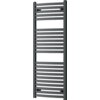Grzejnik łazienkowy w kolorze antracytowym o wymiarach 1200 x 500 mm, składający się z poziomych, równomiernie rozmieszczonych rurek. Produkt ma prostokątny kształt z dwoma pionowymi rurkami po bokach.
