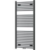 Grzejnik łazienkowy w kolorze antracytowym o wymiarach 1200 x 600 mm, zbudowany z poziomych, równoległych rurek. Produkt ma moc 620 W i oznaczenie W102-1200-600-00-66.