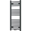 Grzejnik łazienkowy w kolorze antracytowym o wymiarach 900 x 400 mm, zbudowany z poziomych, równoległych rurek. Produkt ma prostokątny kształt i jest przeznaczony do montażu na ścianie.