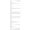 Biały, dekoracyjny grzejnik łazienkowy o wymiarach 1200 x 500 mm z poziomymi, równoległymi rurkami. Produkt ma moc 456 W i oznaczenie W101-1200-500-00-20.