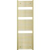 Złoty grzejnik łazienkowy o prostokątnym kształcie, zbudowany z poziomych, równomiernie rozmieszczonych rurek. Produkt ma wymiary 1800 x 600 mm i moc 782 W.