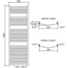 Schemat techniczny grzejnika łazienkowego o wymiarach 1800 x 600 mm, z oznaczeniami "WIDOK Z GÓRY" i "WIDOK Z DOŁU", oraz wymiarami 550 mm i przyłączami G1/2". Na schemacie widoczne są także wymiary 33x30x15 oraz 112 i 68 mm.