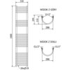Schemat grzejnika łazienkowego o wymiarach 1600 x 318 mm z oznaczeniami technicznymi, takimi jak "G1/2" oraz wymiarami 286 mm i 244 mm, z widokiem z góry i z dołu. Na dole schematu znajduje się oznaczenie "26xØ19".