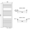 Schemat techniczny grzejnika łazienkowego o wymiarach 1200 x 500 mm, z widokiem z góry i z dołu, zawiera oznaczenia wymiarów: 450 mm, 98 mm, 64 mm oraz przyłącza G1/2". Na dole schematu widnieje oznaczenie "22x ☐30x15".