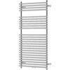 Chromowany grzejnik łazienkowy o wymiarach 1200 x 600 mm, zbudowany z poziomych, równoległych rur. Produkt ma moc 520 W i oznaczenie W125-1200-600-00-01.