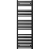 Czarny grzejnik łazienkowy o wymiarach 1500 x 500 mm z poziomymi rurkami. Produkt ma moc 676 W i model W103-1500-500-00-70.