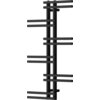 Czarny, dekoracyjny grzejnik łazienkowy o wymiarach 1005 x 550 mm z poziomymi rurkami rozmieszczonymi w nieregularnych odstępach. Produkt ma moc 339 W i model oznaczony jako W115-1005-550-00-70.