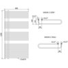 Schemat techniczny przedstawia grzejnik łazienkowy o wymiarach 1200 x 600 mm z oznaczeniami: "WIDOK Z GÓRY", "WIDOK Z DOŁU", "G1/2"", oraz wymiarami 169, 135, 80 mm. Na dole widoczny jest napis "23xØ19".