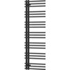 Czarny, dekoracyjny grzejnik łazienkowy o wymiarach 1400 x 500 mm z poziomymi, równoległymi rurkami. Produkt ma nowoczesny design i jest przeznaczony do montażu na ścianie.