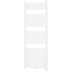 Biały grzejnik łazienkowy o prostokątnym kształcie, zbudowany z poziomych, równomiernie rozmieszczonych rurek. Produkt ma wymiary 1500 x 600 mm i moc 729 W.