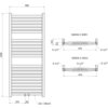 Schemat techniczny przedstawia grzejnik łazienkowy o wymiarach 1200 x 500 mm z oznaczeniami: "WIDOK Z GÓRY", "WIDOK Z DOŁU", "G 1/2”" oraz wymiarami 470 mm, 103 mm, 53 mm, 225 mm, 50 mm i 22x □30x15.