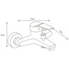 Schematyczny rysunek przedstawia zestaw wannowy z wymiarami: 17 cm długości i 13 cm szerokości, z wysokością 10 cm. Produkt ma prosty, nowoczesny design z jednym uchwytem i okrągłą podstawą montażową.