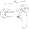 Czarno-biały schematyczny rysunek przedstawia zestaw prysznicowy z uchwytem, z zaznaczoną długością 17 cm. Produkt ma prosty, nowoczesny design z zaokrąglonymi krawędziami.