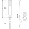 Schemat techniczny przedstawia wymiary baterii wannowej z zestawem prysznicowym, z oznaczeniami: 235 mm, 200 mm, 45 mm, 57 mm, 1500 mm oraz G1/2. Widoczne są linie i strzałki wskazujące na poszczególne elementy produktu.