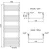 Schemat techniczny przedstawia grzejnik łazienkowy o wymiarach 1210 x 450 mm z oznaczeniami: "WIDOK Z GÓRY", "WIDOK Z DOŁU", "G1/2"", oraz wymiarami 420 mm i 184 mm. Dodatkowo widoczne są oznaczenia 21xØ22 oraz 150 mm.