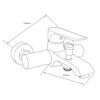 Na ilustracji widoczny jest schematyczny rysunek zestawu wannowego z oznaczeniami wymiarów: 150 mm i 115 mm. Produkt to "Mexen Pecos DF05 zestaw wannowy, chrom - 72703DF05-00".