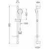 Na zdjęciu znajduje się techniczny rysunek zestawu wannowego z prysznicem, z wymiarami: 800 mm, 22 mm, 230 mm, 1500 mm, 84 mm, 105 mm oraz oznaczeniem G1/2. Produkt to "Mexen Pecos DF05 zestaw wannowy, chrom - 72703DF05-00".