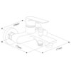 Schematyczny rysunek baterii wannowej z zestawem prysznicowym, z oznaczeniami wymiarów: 150 mm, 173 mm i 177 mm. Produkt ma prosty, nowoczesny design z jednym uchwytem i wylewką.