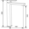 Czarno-biały schemat techniczny baterii wannowej z oznaczeniami wymiarów: wysokość 293 mm, długość wylewki 160 mm, wysokość wylewki 242 mm. Produkt to "Mexen Uno DQ45 zestaw wannowy, chrom - 71413DQ45-00".