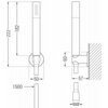Schemat techniczny przedstawia zestaw wannowy z wymiarami: wysokość 222 mm, długość 182 mm, odległość od ściany 57 mm, oraz długość węża 1500 mm. Widoczne oznaczenie gwintu to G1/2.