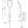 Na ilustracji przedstawiono techniczny rysunek zestawu wannowego z wymiarami: długość słuchawki prysznicowej wynosi 285 mm, szerokość 44 mm, a długość węża 1500 mm. Widoczne są także oznaczenia montażowe, takie jak G1/2 oraz odległości 60 mm i 90 mm od ściany.