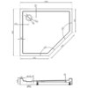 Rysunek techniczny przedstawia pięciokątny brodzik o wymiarach 1000 x 900 mm z oznaczeniami kątów 120° i średnicami otworów 90 mm i 120 mm. Widoczne są szczegółowe wymiary poszczególnych elementów, takie jak 170 mm, 50 mm, 450 mm, 550 mm, 636 mm oraz wysokość 20 mm.