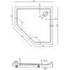 Rysunek techniczny przedstawia pięciokątny brodzik o wymiarach 1000 x 1000 mm z oznaczeniami kątów 120° i średnicą odpływu 90 mm. Widoczne są szczegółowe wymiary poszczególnych elementów, w tym wysokość 50 mm i średnica otworu 120 mm.