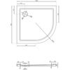 Rysunek techniczny przedstawia półokrągły brodzik z wymiarami 1000 x 900 mm, z zaznaczonymi średnicami otworów 120 mm i 90 mm oraz promieniem 550 mm. Widoczne są również przekroje boczne z wymiarami wysokości 50 mm i 40 mm.