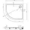 Rysunek techniczny przedstawia półokrągły brodzik o wymiarach 1000 x 900 mm z oznaczeniami wymiarów i promieni, w tym R550 i Φ90. Widoczne są także szczegóły dotyczące wysokości i konstrukcji brodzika, takie jak 120 mm oraz 20 mm.